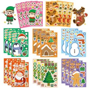 Christmas DIY Sticker Set 24PCS Cartoon Character Decals For Holiday Crafts Party Supplies