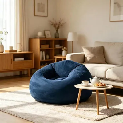 Large Size Flocked PVC Inflatable Bean Bag Sofa Indoor Outdoor Portable Lazy Lounger for Dorm Home Travel