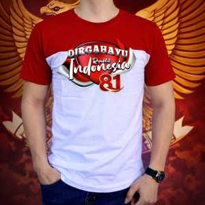KAOS KATUN 28S/KAOS MERAH PUTIH TANGAN PENDEK/17 AGUSTUS 45/HUT 81