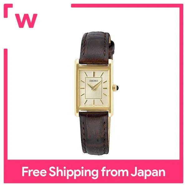 [Seiko] Seiko Watch Women's Square Design Quartz SWR066 Champagne Gold Dial  x Brown Leather Band Lazada PH - Main Image
