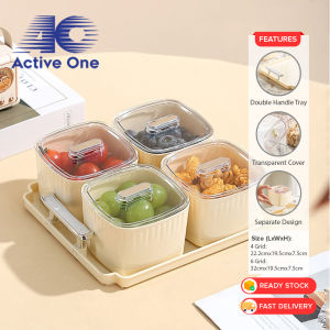 ACTIVEONE 4/6 Grid Partitioned Covered Food Storage With Tray For Fruits Snacks Home Office Use Living Room Coffee Table Food Storage Bekas Bertutup Petak - Fulfilled by ACTIVEONE
