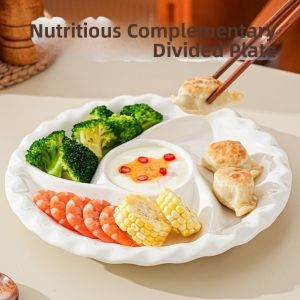 CHENJIE Thicken Ceramic Plate Non-slip Windmill Shaped Fruit Plate Vegetable Plate High Temperature Resistance Breakfast Plate Household
