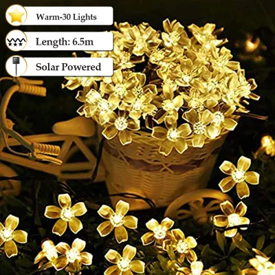 flowers solar power fairy cherry blossoms string lights outdoor garden christmas decoration festoon party home decor energy-efficient waterproof and durable lighting for ambiance and atmosphere
