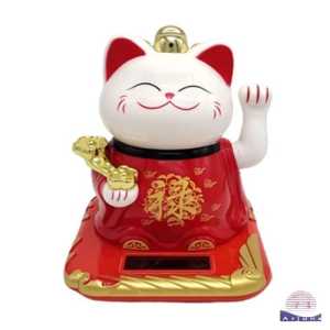 PAJANGAN LUCKY CAT KUCING HOKI FUK LU SHOU TENAGA SURYA