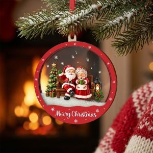 LUJIN Santa Claus Christmas Tree Ornaments Snowman Flowing Snow Christmas Decorations Home Decor House Xmas Hanging Pendant Christmas