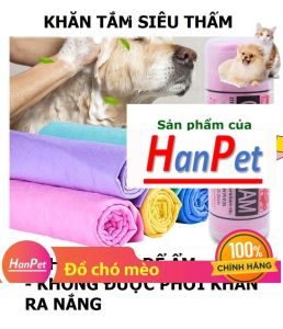 Hanpet - Không cần phơi - Khăn tắm siêu thấm cho thú cưng có hộp. 2 size cho chó mèo