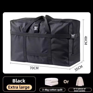 Purrhappy Foldable Duffle Bag Oxford Fabric Waterproof Travel Luggage Tote Large Capacity Zipper Pocket Weekend Organizer