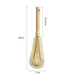 40cm Kitchen Bendable Wooden Long Handle Cup Brush Glass Cup Milk Bottle Teapot Cleaner Scrubber