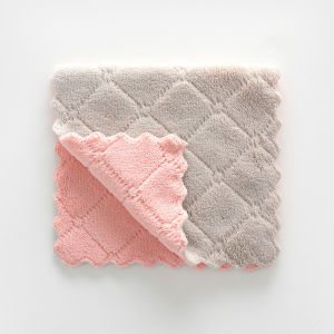 SeasTina Đồng bằng in hai mặt thấm hút mạnh rag không rụng tóc và không có dầu san hô lông cừu dishtowel ướt và khô dishcloth