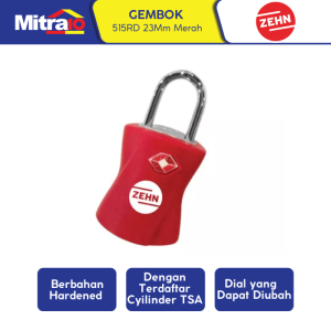 Zehn Gembok 515Rd 23Mm Red Tsa Approved Key Padlock