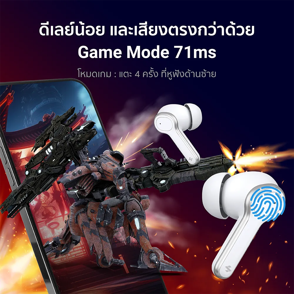 iSuper Evo Buds Life หูฟังไร้สาย Bluetooth 5.3 ไมค์ตัดเสียงรบกวน แบตอึด 35 ชม. รองรับแอป iSuper Play