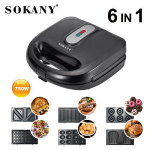 德国SOKANY908三明治机六合一多款式DIY面包机多功能烘焙电饼铛