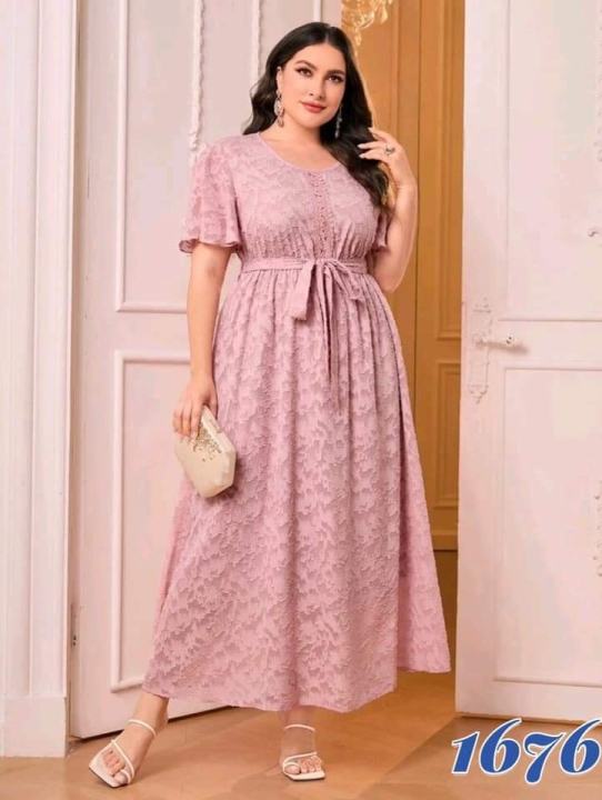 Plus Size Blush Pink Casual Plain Dress OOTD Plain Casual Dress