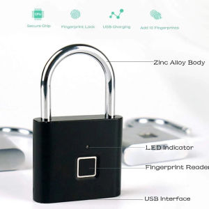 Fingerprint Lock USB Rechargeable Waterproof Keyless Anti Theft Travel Luggage Drawer Safety Office Lock Quick Unlock