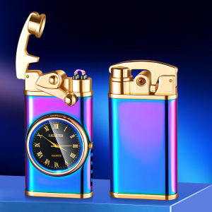 Bật lửa sạc điện tích hợp đồng hồ có màn hình hiển thị pin - tặng kèm cáp sạc và hộp đựng sang trọng