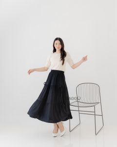 BAGGU Xena Skirt black / Rok Serut Hitam / Rok Koket