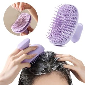 OOC Self Cleaning Silicone Shampoo Brush Soft Dandruff Removal Hair Washing Comb Portable Comfortable Scalp Cleaning Scrubber Body Massage