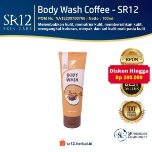 BODY WASH BLACK COFFEE SR12 / SABUN KOPI AMPUH MENGANGKAT SEL KULIT MATI / SABUN MANDI CAIR BPOM