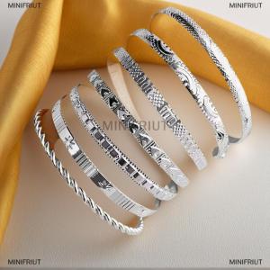 [COD] MINIFRIUT 7Pcs Set Fashion Elegant Rhombus Heart Twist Design Smooth Bracelets Set For Women Jewelry Accessries Gift