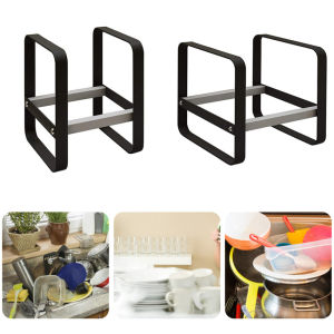 Plate Holder Dish Organizer Rack Metal Non-Slip Stand Display Bowl Dish Organizer Racks Lids Cutting Board Drying Storage Stack Shelf For Kitchen Counter Cupboard And Cabinet Corner(Small/Large)