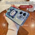 เคสสำหรับ Tecno Spark Go 2024 BG6เคสโทรศัพท์แวววาวพร้อมที่ตั้งรูปหมีน่ารัก | นุ่มที่กันกระแทกทีพียูซิลิโคนเคสชุบเคลือบผิวด้วยไฟฟ้าแวววาว. 