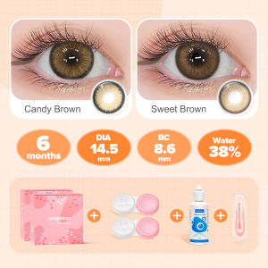 【Buy 2 Get 4 Gifts】2 Pairs Magister Contact Lens Graded(0.00~-6.00) Big Eyes 14.5mm + 2 Lens Cases + 1 Solution(120ml) + 1 Tweezers