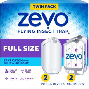 Zevo Flying Insect Trap for Fruit Flies & Gnats 2 Plug-in Bases 2 Refills