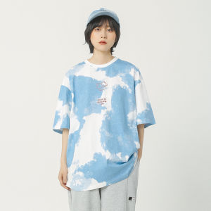 QXshop 📍เสื้อยืดทรงโอเวอร์ไซส์ สกรีนลายมัดย้อมสีพาสเทล 🌈ดูดีน่ารักใสๆ