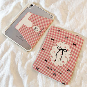 เคสไอแพด ดอกไม้ Air4/5 แผ่นหลังอะครีลิ Gen11 หมุนได้ 360°ลายสก็อตสีแดง Gen9 Air6  Air7 11