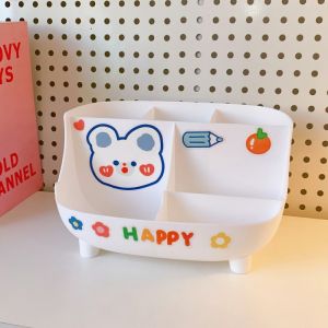 Kệ Nhựa 6 Ngăn Đựng Bút Mỹ Phẩm Đồ Trang Điểm Hộp Ống Cắm Bút 6 NgănTặng Kèm Sticker Dễ Thương-HAUSE