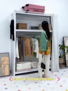 ZYff Clothes Rack Wardrobe Cabinet Wardrobe Bedroom Simple Home Full Hanging Sturdy Metal Steel Suitable for Rental Rooms Small Apartments cxy1022