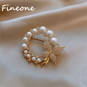 เข็มกลัดผีเสื้อแฟชั่นเกาหลีเข็มกลัดมุกสีทอง