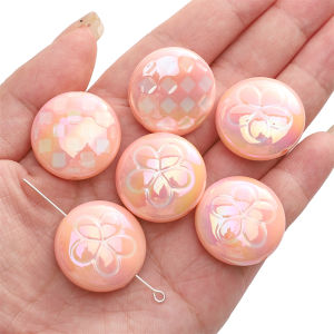 2pcs 25mm Acrylic Electroplated UV Drop Round Beads For Handmade Bracelet Necklace Earring Keychain DIY Craft Jewelry Making