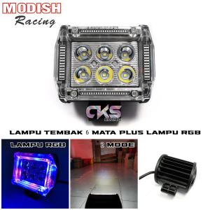 Lampu Tembak Sorot 6 Mata LED 4 Mode Mata Senja Strobo Universal