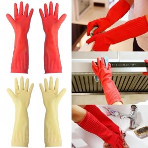 Long Household Gloves LONG SIZE 1 Pair Laundry Gloves Rubber Gloves Kitchen Washing Gloves Red
