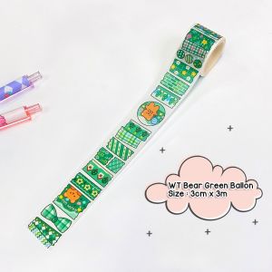 WASHITAPE MASKING TAPE BEAR AND RABBIT SERIES SELOTIP KERTAS LUCU KAWAII CUTE TEMA BERUANG KELINCI KARTUN CERITA DONGENG UNTUK SCRAPING BOOK SCRAPBOOK AESTHETIC JOURNAL