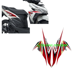 STIKER STRIPING LIS LES BODY MOTOR VARIO TECHNO 125 FI 2015 PUTIH-MERAH 1SET STANDAR