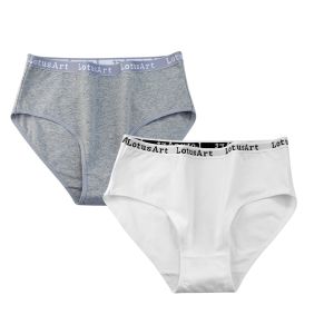 2PCS/Set Cotton Panties Women High Waist Briefs Solid Color Panty Comfort Breathable M-2XL Underpants Plus Size Briefs