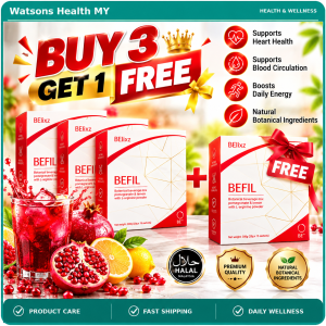 BElixz BEFIL L-Arginine CoQ10 Antioxidant Support Heart Health Energy Metabolism Watsons Health Supplement Pomegranate Lemon Powder 20g x 15 Sachets Malaysia