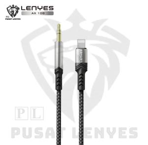 AX108 - Kabel AUX LENYES AX-108 Cable Aux  Lightnig / Type C To 3.5mm Jack Audio Cable Converter Nylon 1 Meter