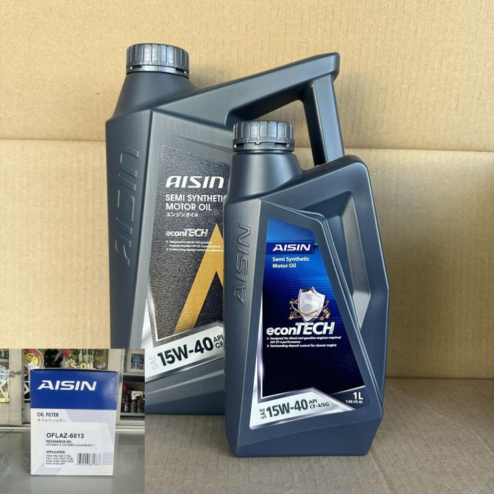 5 LITERS SEMI SYNTHETIC (15W-40) OIL CHANGE PACKAGE + AISIN OFLAZ-6013 ...