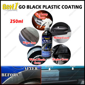 💦 Getf1 Go Black Plastic Coating Waxing Special For Black Parts Wiper Arms Bumper Side Mirror Cover Fog Lamp Motor Cover 250ml Protect From UV Remover Discolorations & Oxidation Car Care DIY Original Made In Malaysia