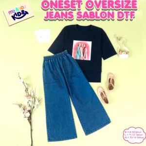 Setelan Anak Perempuan Remaja Terbaru Me n You Oneset Oversize Sablon DTF Set Kulot Jeans Anak Cewek
