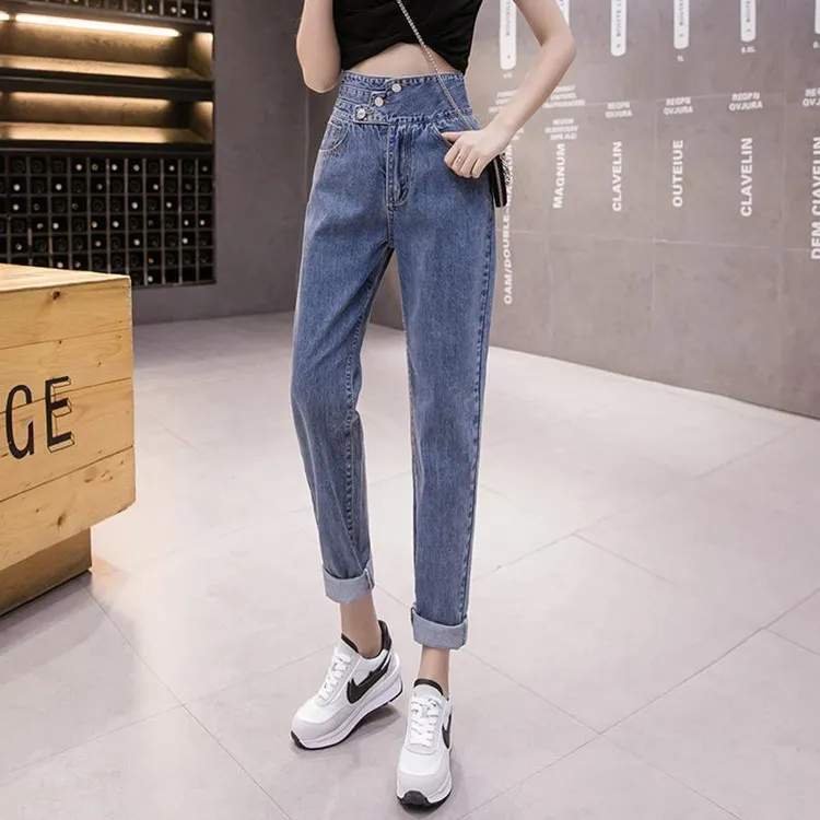 Goopepal New Korean Style Women Jeans Pants Casual Loose Thinner Denim Pants  Slim Fit Straight Trousers Ankle Cropped Pants