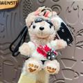 WENSH Crossbody Camera Bear Pilot Bear Keychain Bag Pendant Stuffed Animal Plush Bear Dolls Creative Japanese Style Pilot Travel Bear Key Ring Girls Boys. 