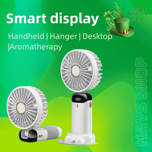 N15 strong wind mini handheld folding fan USB charging with LED display 5 speeds can be used as a mobile phone holder