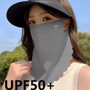 FSFDS UV Protection Sunscreen Summer Face Scarves Solid Color Sunscreen Face Scarf Breathable Sun Proof Bib Neck Wrap Cover Men
