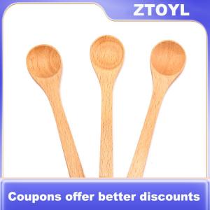 【ZTOYL】 1X Wooden Round Bamboo Spoon Soup Tea Coffee Salt Spoon Kitchen Tools Cutlery