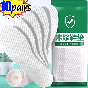 5/10Pairs Natural Wood Pulp Disposable Insoles for Women Men Light Weight Breathable Insole Sweat Absorption Deodorant Shoe Pad