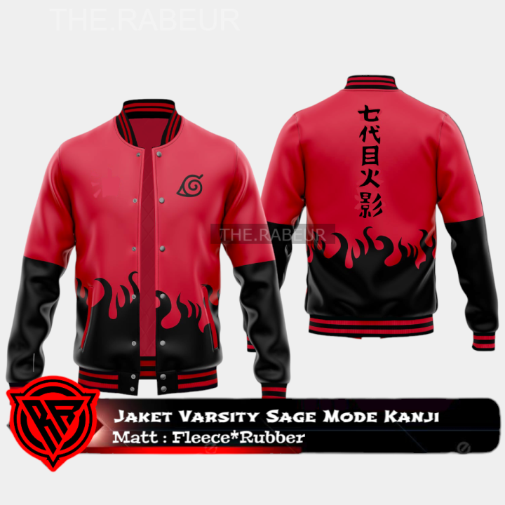 Sage Naruto Varsity Jacket JAKET ANIME VARSITY SAGE MODE KANJI